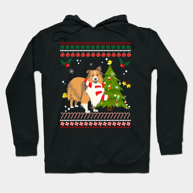 Shetland Sheepdog Reindeer Christmas Hoodie by IainDodes